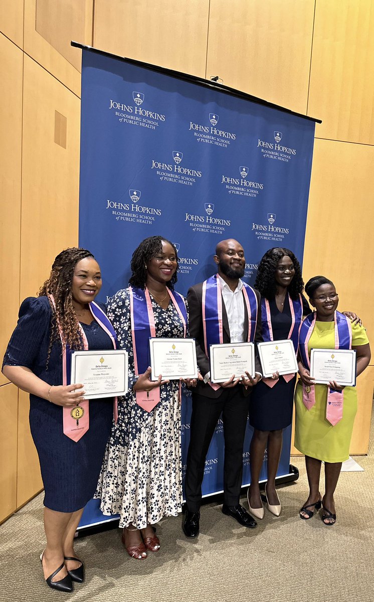 I am thrilled and humbled to be inducted into the Alpha Chapter of the Delta Omega Honor Society that recognizes the top 10% of the graduating class at the Johns Hopkins Bloomberg School of Public Health .
It was wonderful to share this moment with my fellow Ghanaian Inductees