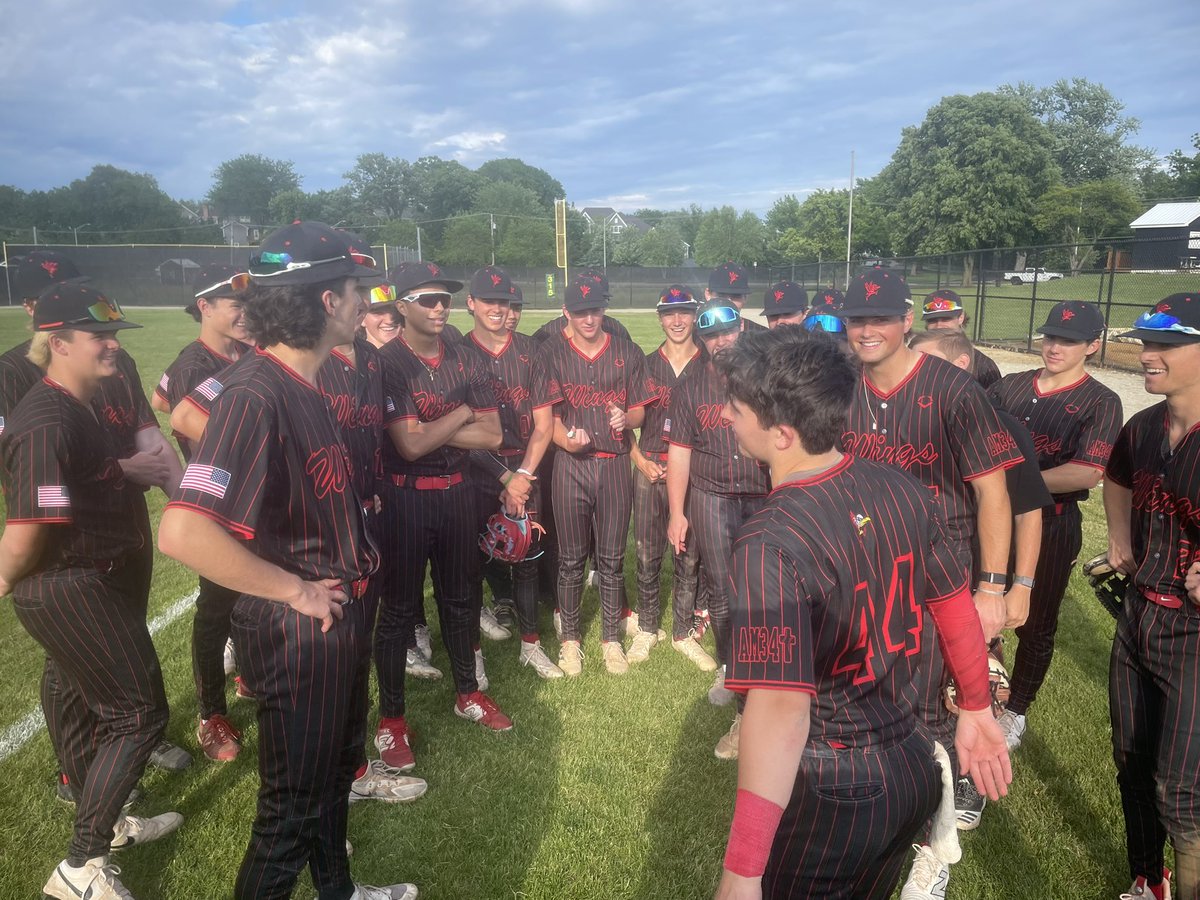 CoachLawler9's tweet photo. Wings close out the regular season with a 12-2 win over Wheaton Warrenville South.

DeWilkins 2-2, 2B, HR, 3 RBI
Iozzo 2-4, RBI
Coffey 2-3, 2B, RBI
Rossi goes 4 strong
Wildes closes it out
Playoffs start Wednesday! https://t.co/YaoxorWtTB
