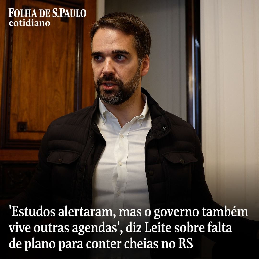 ErikakHilton's tweet photo. O Governador Eduardo Leite afirmou hoje que estudos alertaram sobre a catástrofe climática no Rio Grande do Sul, mas que "o governo também vive outras agendas".

E sim, o governo de Eduardo Leite teve outras agendas. Justamente agendas que negligenciam e destroem o meio ambiente.

Em seu primeiro ano de mandato, o Governador Eduardo Leite destruiu o Código Ambiental do Rio Grande do Sul e acabou com 480 normas de proteção.

Em ABRIL DESSE ANO, menos de um mês antes do RS decretar calamidade pública, o Governador sancionou outra lei, dessa vez pra permitir mais degradação das matas ciliares, que absorvem a água da chuva e protegem as pessoas de enchentes.

Na Prefeitura de Porto Alegre, o Prefeito Sebastião Melo também tinha outras agendas: estava trabalhando pra privatizar o Departamento Municipal de Água e Esgotos. O mesmo DMAE que mesmo sucateado e com poucos funcionários consertou as casas de bombas que o Prefeito abandonou.

Em Porto Alegre também é onde a Prefeitura e o Governo do Estado trabalharam pra derrubar o muro e privatizar o Cais Mauá, nas margens do Guaíba. O mesmo muro que conteve a água das chuvas até onde conseguiu.

Então sim. Os Governos vivem outras agendas. E é aí que está o problema. Porque às vezes essas outras agendas que os Governos vivem causam a morte. Do meio ambiente, dos animais e das pessoas.