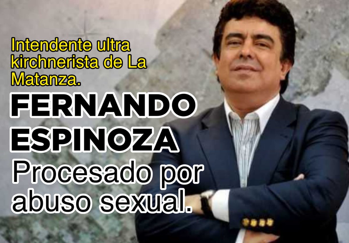 Él es Fernando Espinoza, intendente de La Matanza y está procesado por abuso sexual. Como es kirchnerista, las feministas están en silencio, las actrices 'K' no lo repudian y los medios callan, casi ni lo nombran. Es momento de que todos sepan su nombre y vean su cara. ¡JUSTICIA!