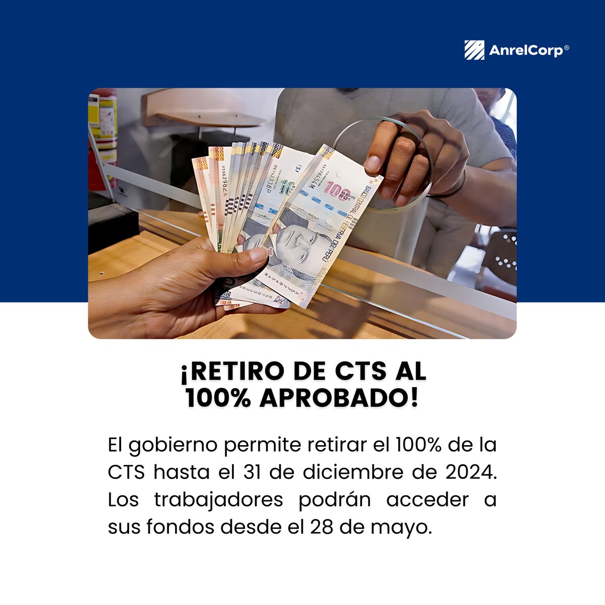 ¿Sabías que puedes retirar el 100% de tu CTS? 💰Disponible hasta diciembre de 2024. ✅Accede a tus fondos desde el 28 de mayo. 🌐Más información: wir.bi/QfMn3dcDn

#CTS2024 #CTS #EconómicaPerú #Perú2024 #noticias #anrelcorp #peru #negocios #economía #retiro #Gobierno