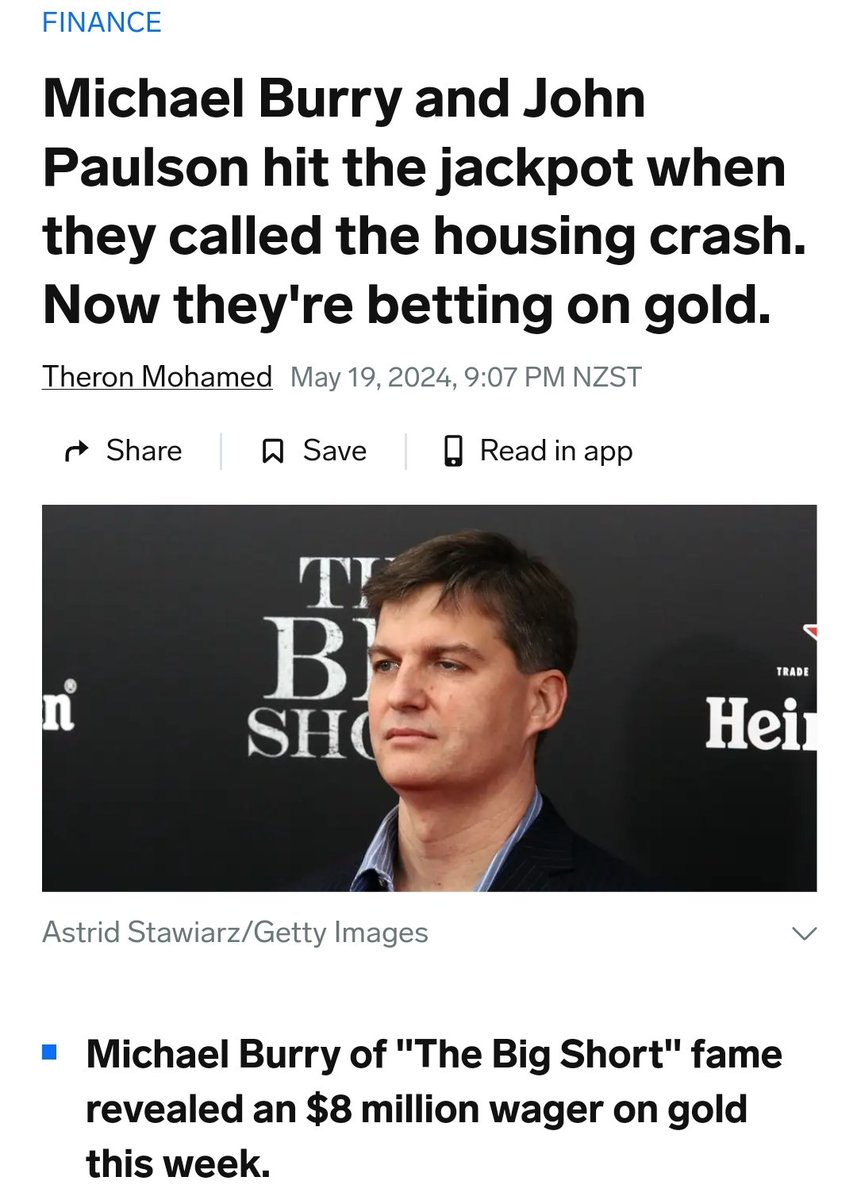Michael Burry (The Big Short) & John Paulson hit the Jackpot when they called the Housing Crash... NOW They Betting on #Gold

#SilverSqueeze #Silverismoney #KeepStacking #Silver #EndTheFed #BreakComex #DemandDelivery #inflation #inevitable #News #BigShort

businessinsider.com/big-short-mich…