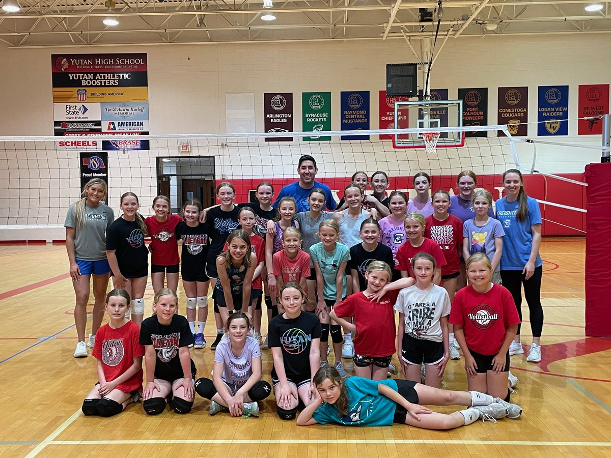 Youth volleyball camp with Creighton assistant coach Brian Rosen and players Skylar McCune and Allison Whitten. Thanks for coming to teach our young Chieftains!