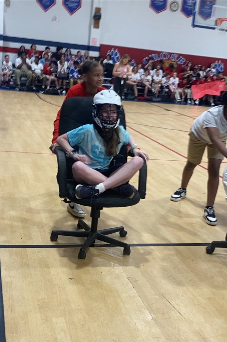 6th grade Olympics was wild! We threw javelins (pool noodles), had a chariot race (using teacher chairs), and even had a push up contest! The kids had a great time and it’s a memory I’ll never forget! @CrosbyMiddle #ThePlaceToBe