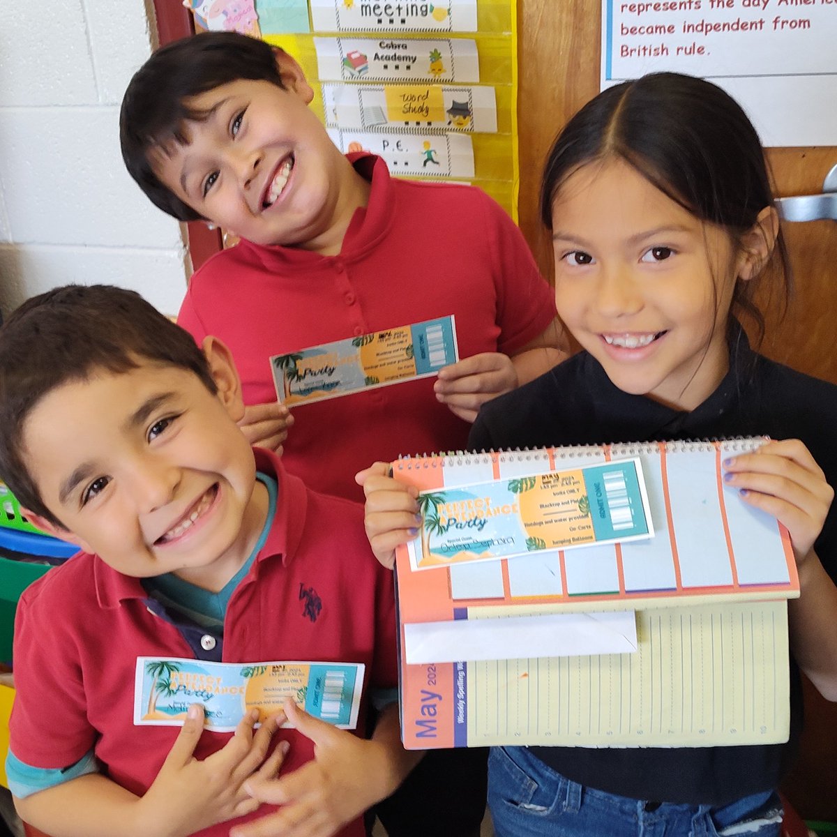 Hey #firstgrade Cobras are elated that they will get to attend the Perfect Attendance Party @Campestre_ES #awesome job and well deserved #everydaycounts 😀🤩👏 @J_H_McCullough @LGVasquez_CES @RBautista_CES #TeamSISD