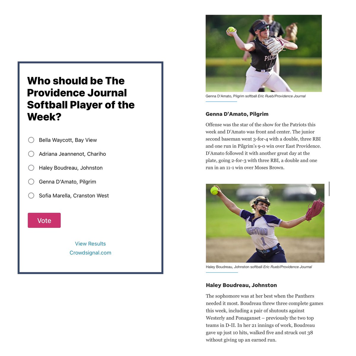 BombersElite's tweet photo. The weekly @projo High School Player of the week award AKA which Elite player dominated the most has two players reppin the ⬛️⬜️ Congratulations @haleyboudreau24 and @gennadamato 

I guess we have to vote 🗳️ twice ✌🏽

https://t.co/KU3YjUnQdF https://t.co/r5hAge1O9m