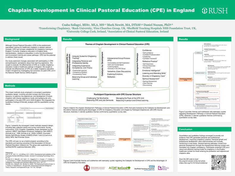 Great to see some of our Clinical Pastoral Education work from Sheffield, NHS England being shared globally. Honoured to be part of this exciting work with @Markrology @lindsayvandijk and to see it so positively evaluated by Csaba Szilagyyi @TransformChap1 #CPE #Spiritualcare