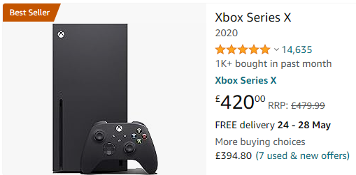 belcheee's tweet photo. What is going on @AmazonUK with prime member prices?? I wasn't signed in, and the Xbox Series X was £420. When I signed in the same product went up to £445? https://t.co/ABPajznbVf