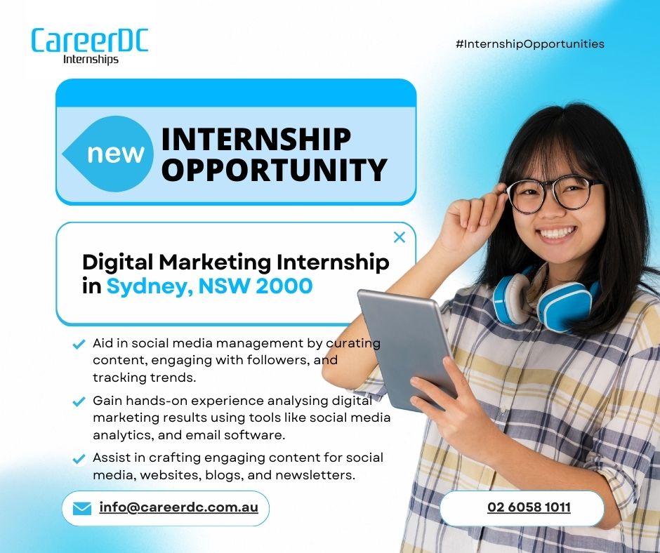 Attention digital marketing students! Gain practical experience with a dynamic company in Sydney renowned for successfully executing a variety of projects for clients across local, national, and international markets.

Submit your resume to 📧 info@careerdc.com.au

#careerdc