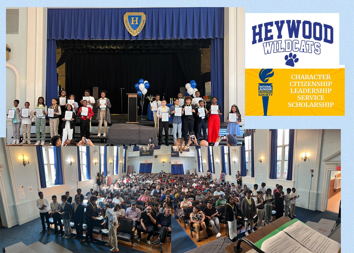 It's Time for a HUGE HEYWOOD CONGRATULATIONS!!

Nineteen outstanding students were recently inducted into the new National Junior Honor Society Chapter at Heywood Avenue School this month!

#Heywood #Wildcats #Leaders 📚📚
<a href="/Principal_DP/">Dion Patterson, Ed.D. 📚</a>
