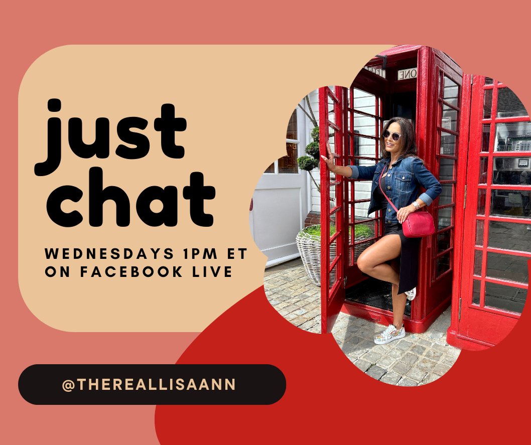 🎙️ Dive into the midweek magic with me every Wednesday at 1 PM ET on #FacebookLive for #JustChat! 💬 Let's unpack the latest podcast, share life's stories, and soak in the positive vibes 

✨ facebook.com/TheRealLisaAnn