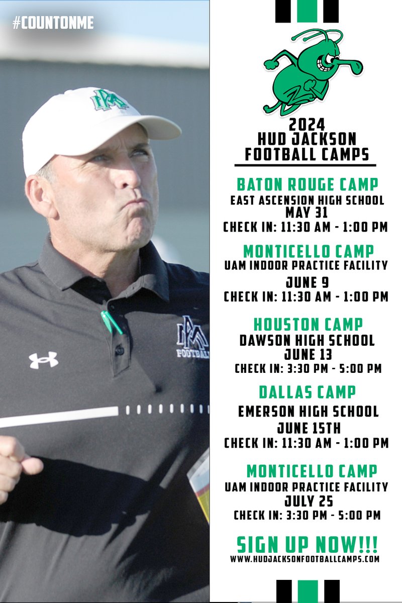 Don't miss the 2024 Hud Jackson Football Camps!! SIGN UP NOW!!! hudjacksonfootballcamps.com #COUNTONME #EATEMUP