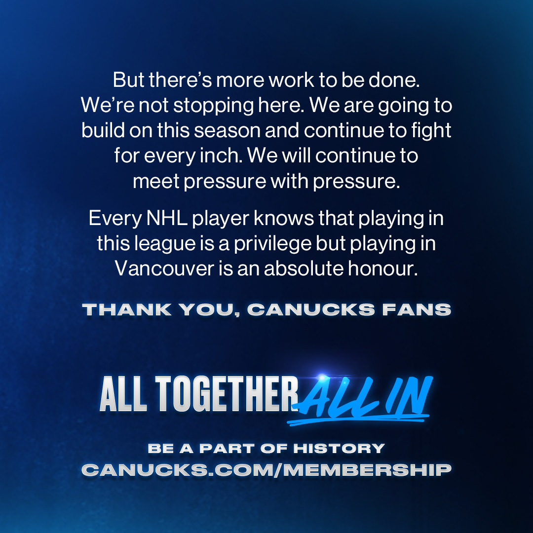 Thank you for a remarkable season, #Canucks fans!