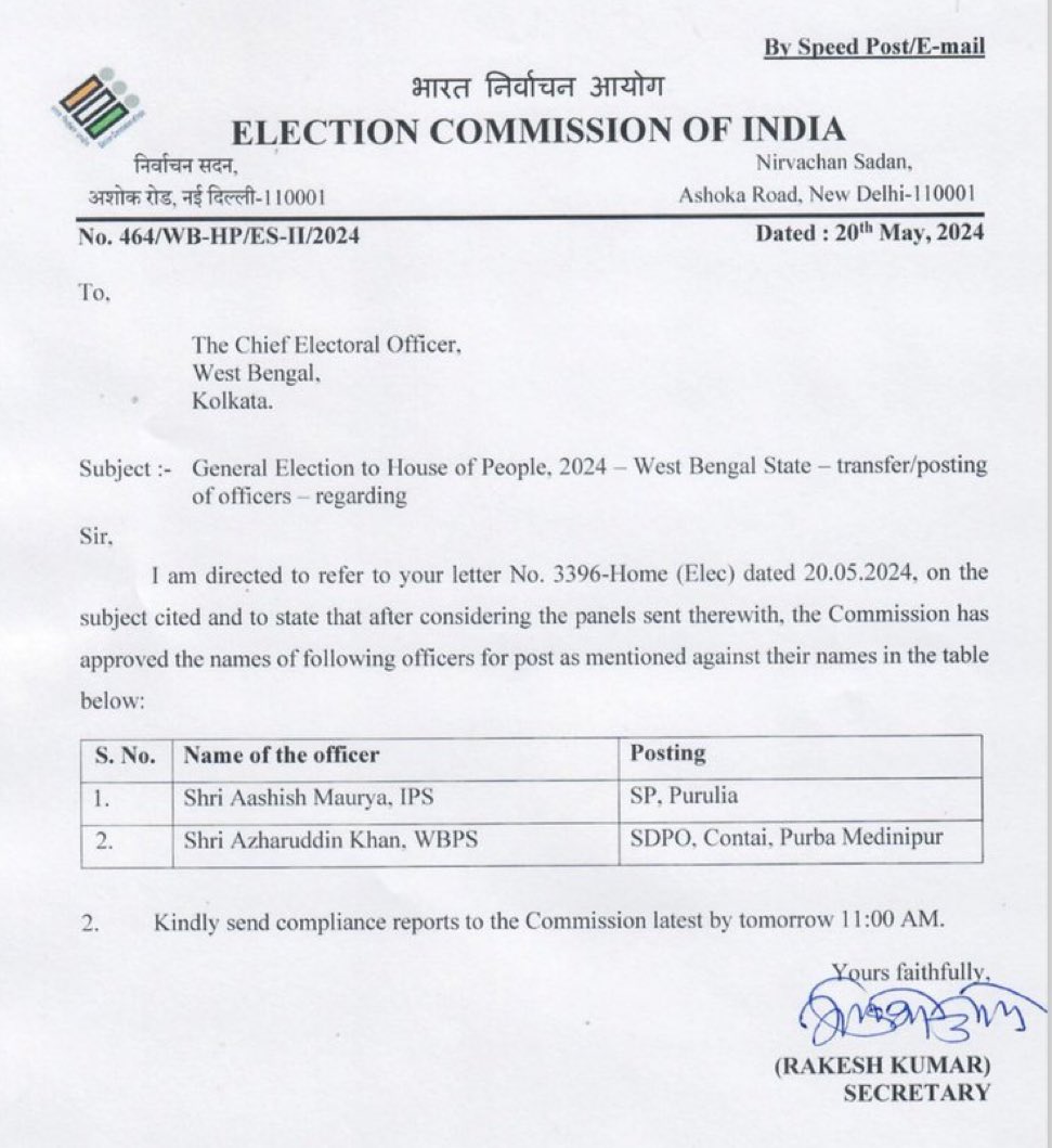 #ECI posts Aashish Maurya as SP #Purulia