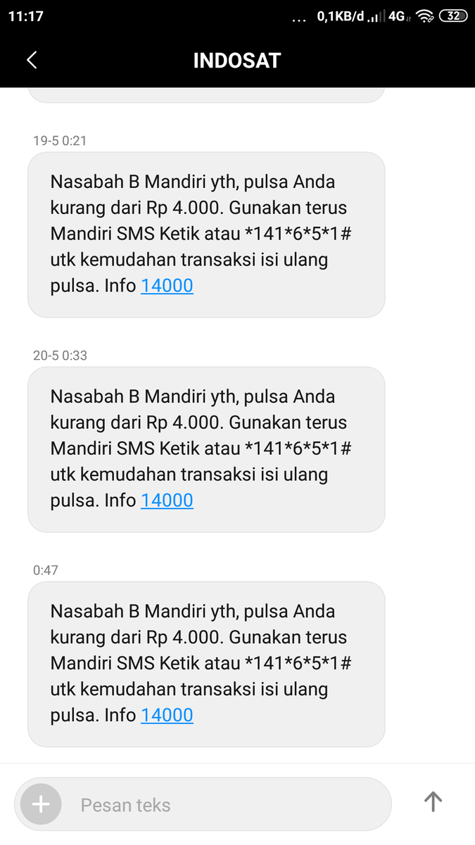 WellyFraisa's tweet photo. @bankmandiri @IndosatCare sampai hari ini 20 Mei 2024 masih saja mendapatkan sms banking dari bank Mandiri, kita lihat apakah seberapa lama perusahaan sebesar anda-anda ini bisa mengatasi masalah tsb https://t.co/IQiCanVcsi