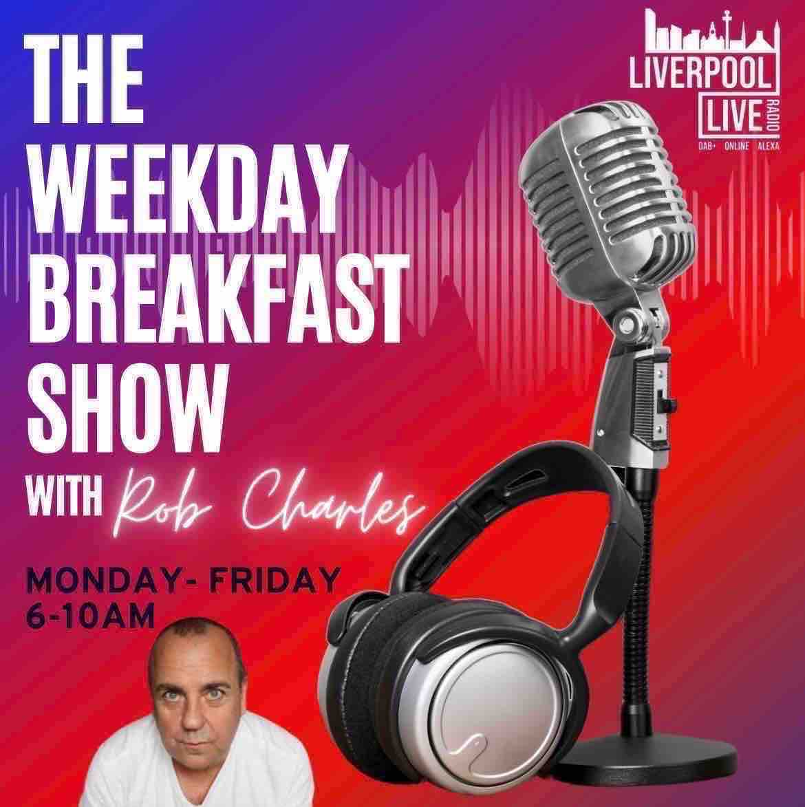 The liverpool live breakfast show with Rob Charles ….. Tune in for fun features including “Everyday is a School Day” Fasinating Facts and ‘Pointless Pop’ a game to get you thinking! DAB+ • SMART SPEAKER • ONLINE • FREEVIEW CH 277