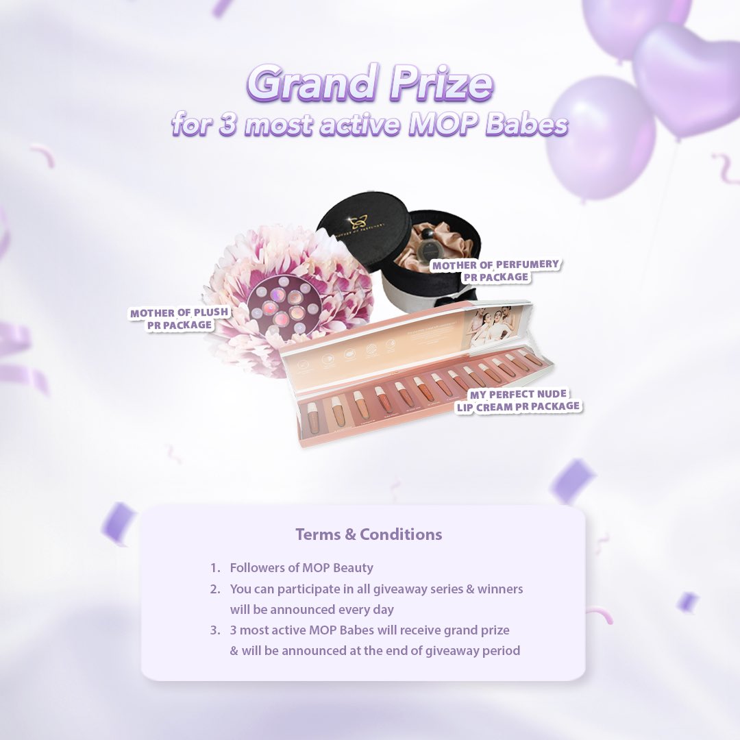 7 DAYS GIVEAWAY TO CELEBRATE MOTHER’S BIRTHDAY FOR X! 
Total prizes worth up to 33mio🦋💜✨

To celebrate the birthday of our lovely mother, MOP is hosting a challenge and giving away prizes!🎁