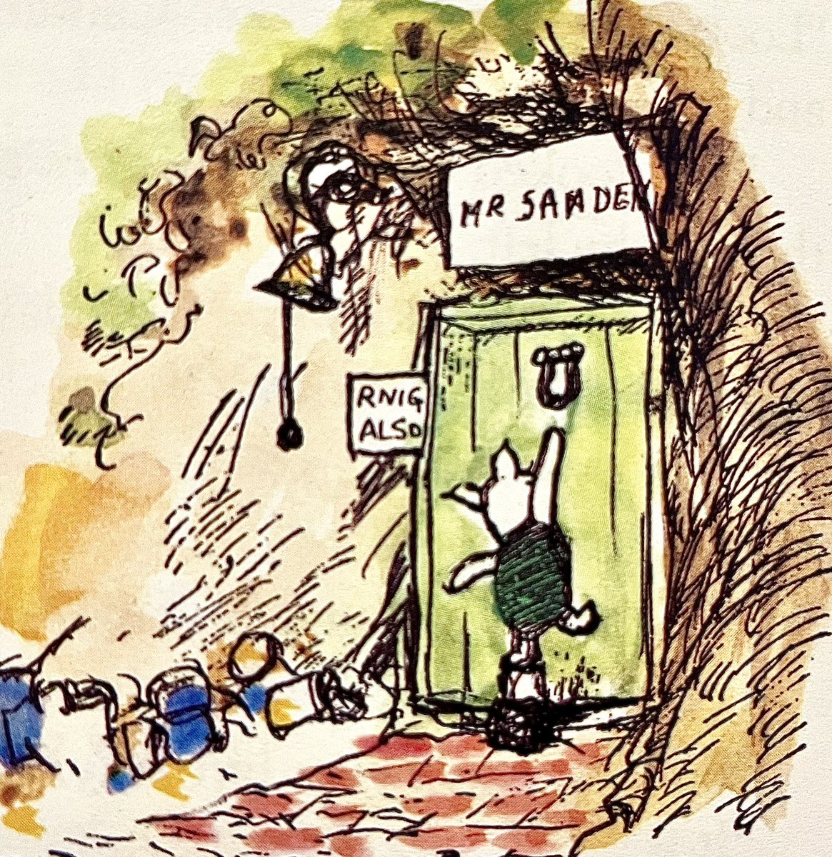 Outside his house he found Piglet, jumping up and down trying to reach the knocker. “Hello. Let me do it for you,” said Pooh kindly. He reached up and knocked at the door. “What a long time whoever lives here is answering this door.” “But, Pooh, it’s your own house!” ~A.A.Milne