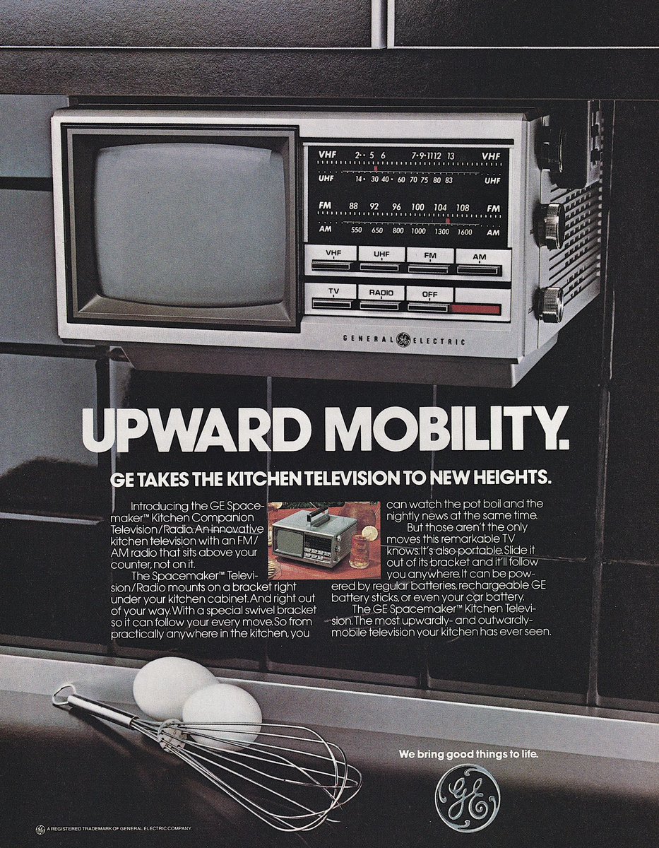 1985 Retro Ad: — General Electric Spacemaker Kitchen Television/Radio