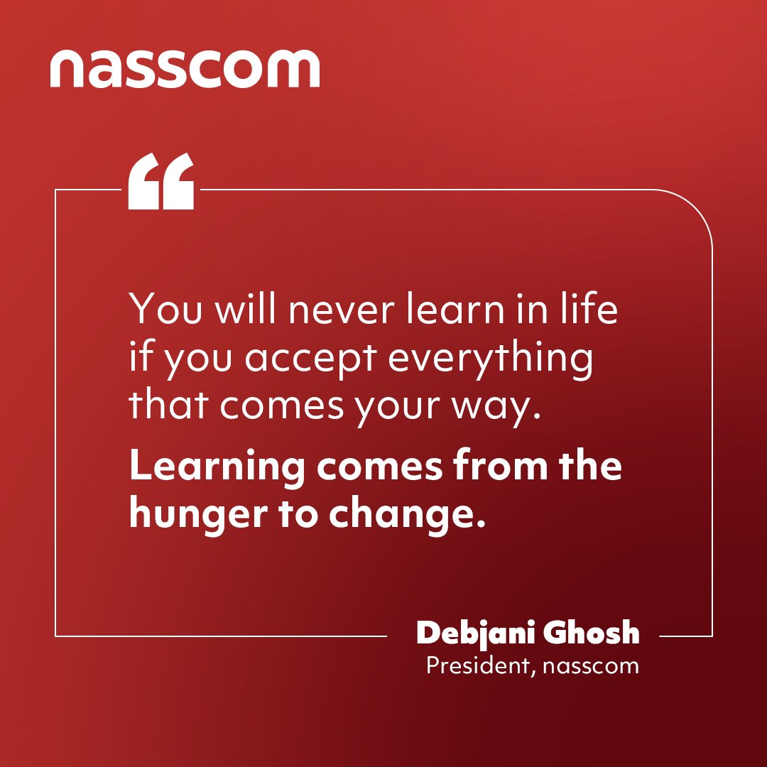 In today's rapidly evolving tech landscape, staying adaptable is more important than ever. @debjani_ghosh_, president, nasscom, reminds us to embrace the constant rhythm of change; as it's the essence of true learning and growth. #WomenInTech #EmbraceChange #LearnAndGrow