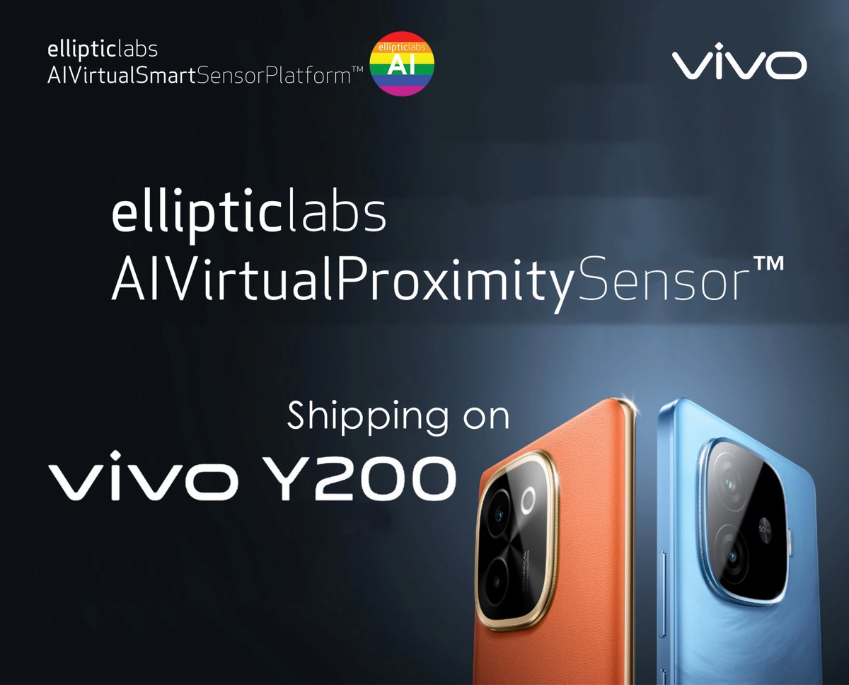 Elliptic Labs (@ellipticlabs) on Twitter photo <a href="/EllipticLabs/">Elliptic Labs</a> is shipping the AI Virtual Proximity Sensor™ INNER BEAUTY® on <a href="/vivo_global/">vivo Global</a>’s entry-level Y200 smartphone.
ellipticlabs.com/mfn_news/ellip…
#AIVirtualSmartSensorPlatform #ELABS #EllipticLabs #AIVirtualProximitySensor #Qualcomm #vivo #vivoY200 #Snapdragon6Gen1 <a href="/EllipticLabs/">Elliptic Labs</a> is shipping the AI Virtual Proximity Sensor™ INNER BEAUTY® on <a href="/vivo_global/">vivo Global</a>’s entry-level Y200 smartphone.
ellipticlabs.com/mfn_news/ellip…
#AIVirtualSmartSensorPlatform #ELABS #EllipticLabs #AIVirtualProximitySensor #Qualcomm #vivo #vivoY200 #Snapdragon6Gen1