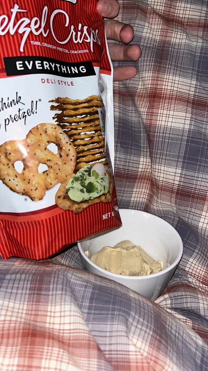 JamesAch888's tweet photo. Enjoying some pretzels and hummus after a great night! #comeandgetsome https://t.co/v8dG0nizc9