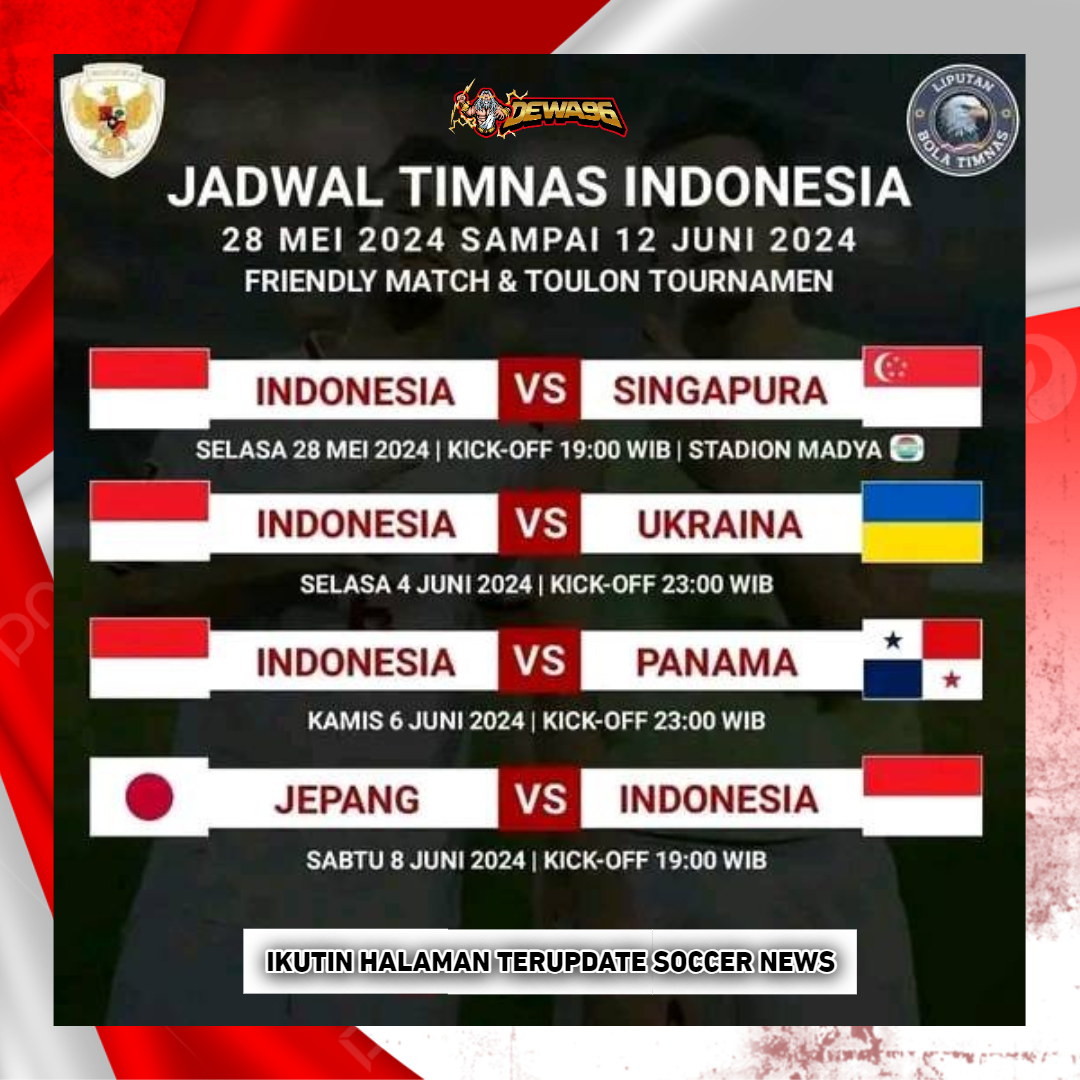 Jadwal Lengkap Timnas indonesia
Semangat Garuda Muda
#timnas #timnasindonesia #beritatimnasindonesia #infotimnas #kabartimnas #afc2024 #timnasday #dewa96 #pssi #pialaasia #pemainnaturalisasi #persib #persija #PersijaJakarta #persibbandung #KitaGaruda #beritatimnas #erickthohir