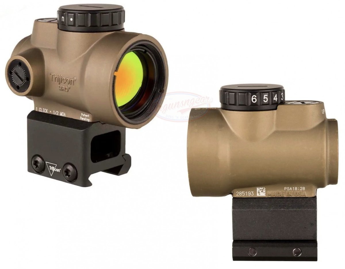 Trijicon American made FDE MRO with 2 MOA dot, low or absolute co-witness mount, and 2-5 year battery life for $399/ea shipped currently here: mrgunsngear.org/3SM50KM Review is up on the channel 🔥🔴🦅 #MadeInAmerica #AmericanMade