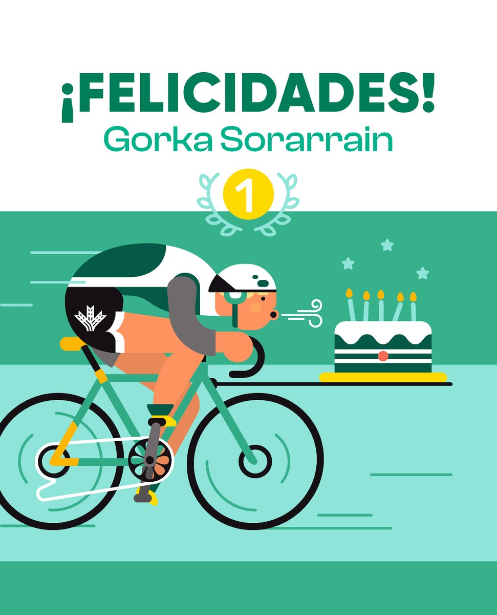 ¡Buenos días! Felicitamos hoy a @gorkasora, ciclista vasco del @CajaRural_RGA. ¡Que pases un feliz cumpleaños, Gorka! 🎂🎉 #SúmateAlVerde 💚