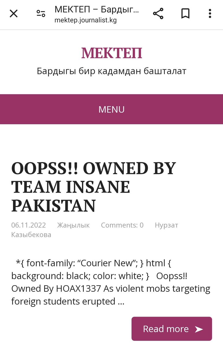 Pakistani Hackers Hacked Kyrgyz website. #PakistanZindabad