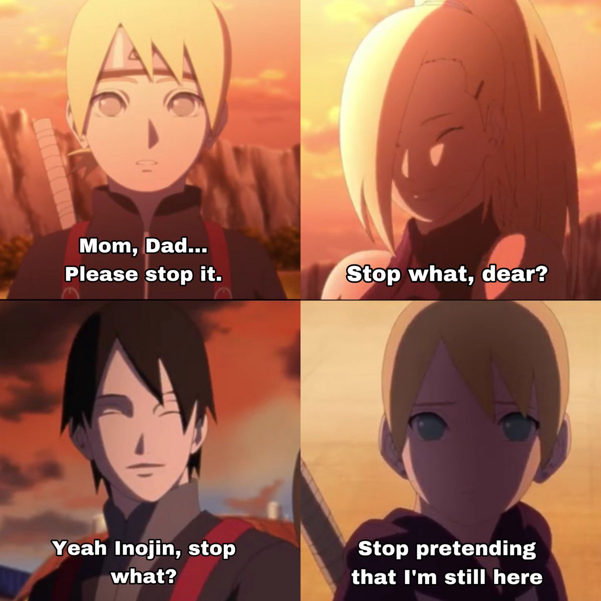 CropTopCouple's tweet image. Nothing could prepare me for Ino &amp;amp; Sai&apos;s reaction to what happened to Inojin