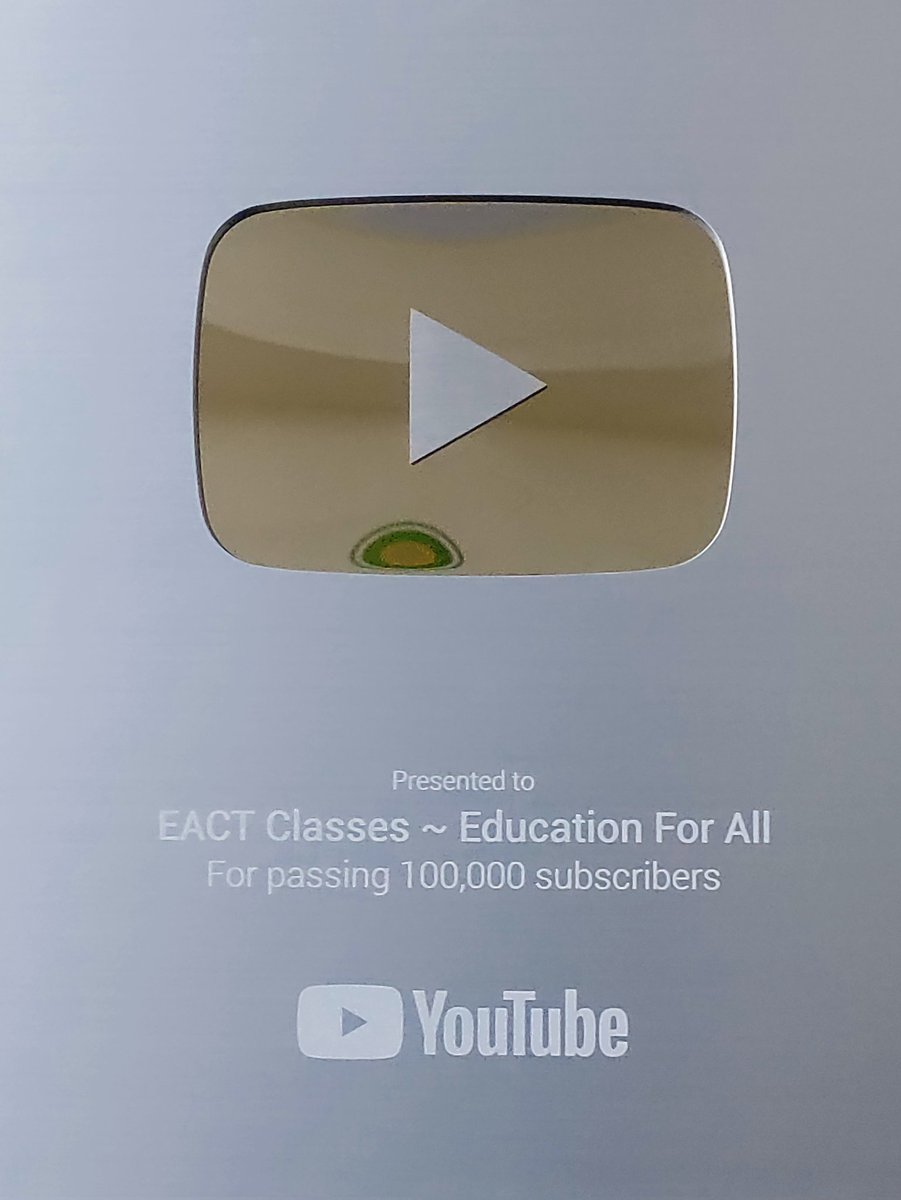 Alhamdulillah! EACT Classes is now a family of 100k members. We are grateful to @YouTube for providing us a platform to offer free education & pursue our mission of 'Education for All' Thank you for being part of our journey!
#EducationForAll #FreeEducation  #EACTClasses #YouTube