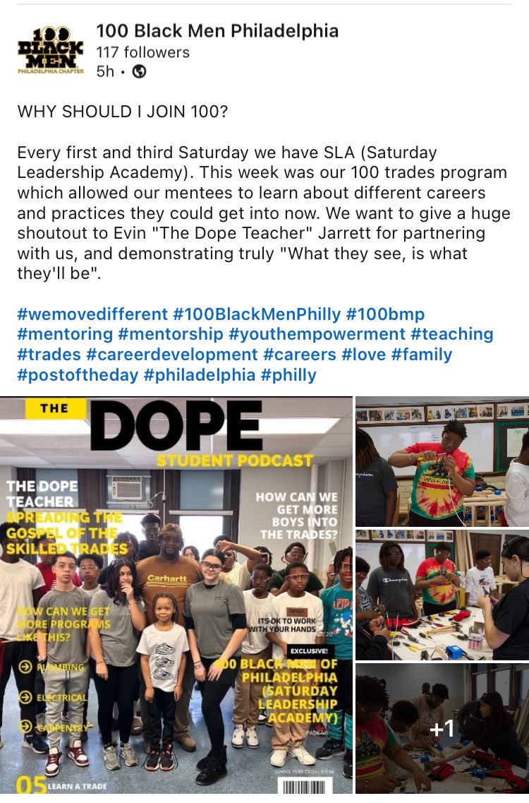 I have to give my #DopeStudents credit none of this would be possible without them. We pay it forward and promote the skilled trades

@PHLschools @PhillyMayor @watlington_sr @DawsonJermaine1