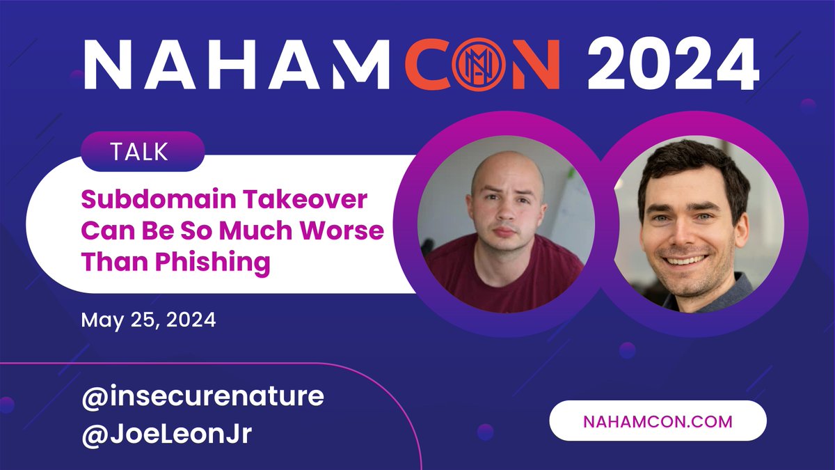 Very happy to announce myself and @JoeLeonJr are the secret last minute speakers at #nahamcon Huge thanks to @NahamSec for the opportunity to speak for the 3rd year in a row.