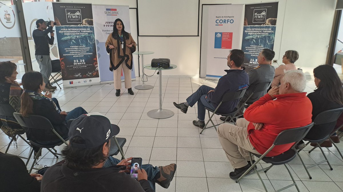 CorfoAntofa's tweet photo. Directora Ejecutiva del Comité Corfo Antofagasta, Melissa Gajardo Castillo participa del lanzamiento del FETURIS, feria de Emprendimiento Turismo e Innovación Social que se desarrollará en el marco del #Antofagasta Bodyboard Festival 2024. 

#feria
#Emprendedores
#turismo
#ABF https://t.co/Ro9cy7jXcD
