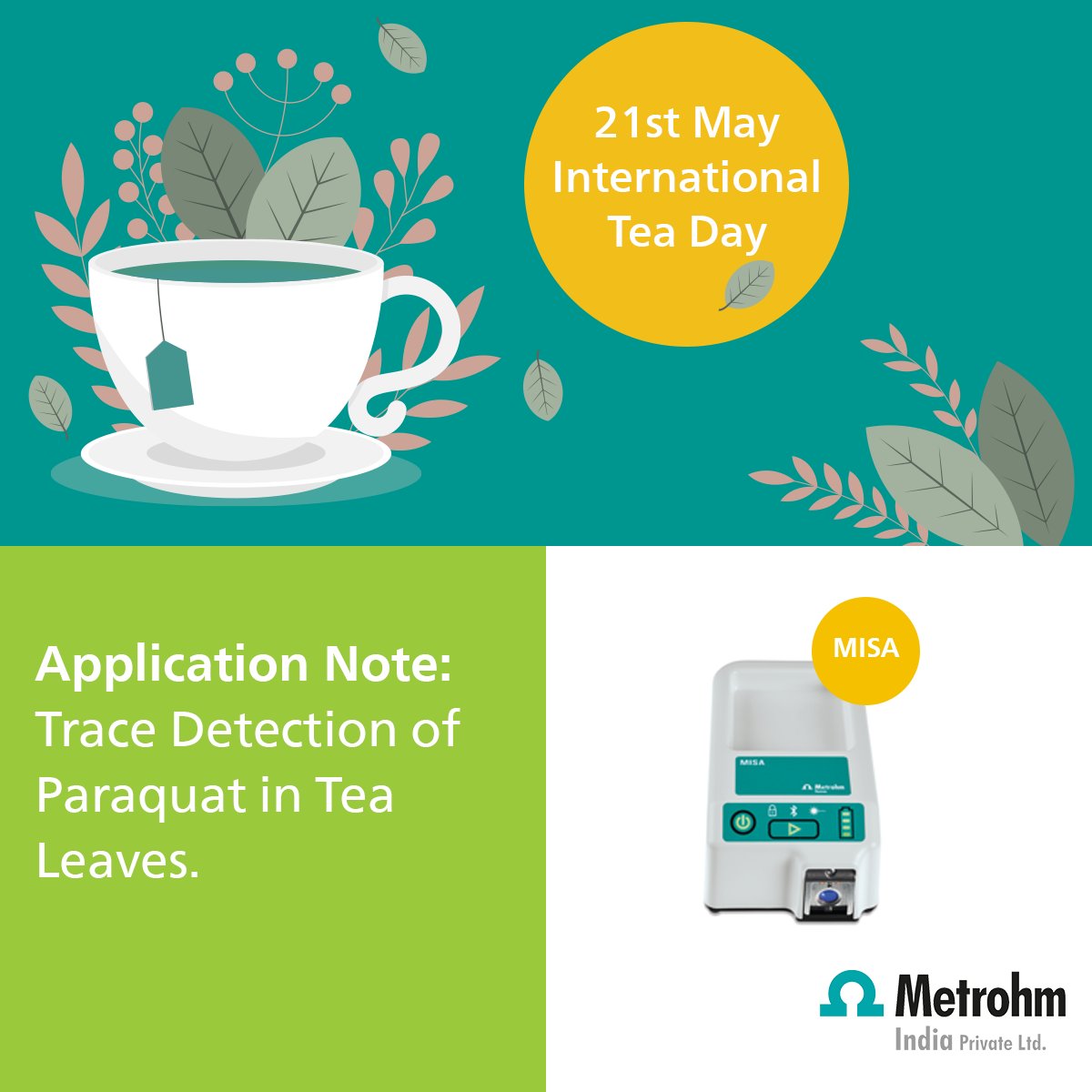 🍵 Happy International Tea Day! 🍃☕

Today is International Tea Day! Check out our application note on determining the trace detection of Paraquat in tea leaves:brnw.ch/21wJY3s 

#InternationalTeaDay #TeaDay #Metrohm #MetrohmIndia #MISA #RamanSpectroscopy