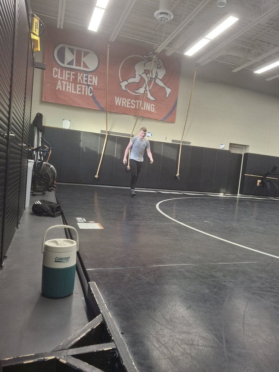 210 pound freshman told me he wanted to climb the rope for the first time. Made it up tonight on the 15th try. Goals and persistence are great characteristics to have. Good job Deacon Pierce.
