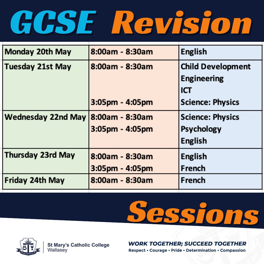 Here is an overview of what GCSE revision sessions are on offer this week. #revision #GCSE