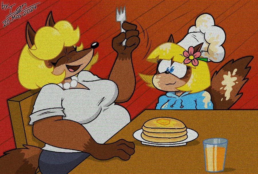 RaccoonJunkYard's tweet photo. Mother's Day Breakfast 🥞🍹
Ft. Sarah and her Mother Elena 🦝🦝👩‍👧

Happy (Late) Mother's Day 

#Raccoon #originalcharacters #Sarah #Elena #Cartoon #digitalart #mothersday https://t.co/XdBGytlP7g