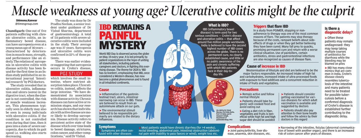 World IBD day is a day to bring this debilitating disease into focus and to increase awareness 

Some of the press coverage 

indianexpress.com/article/health….

timesofindia.indiatimes.com/city/chandigar…