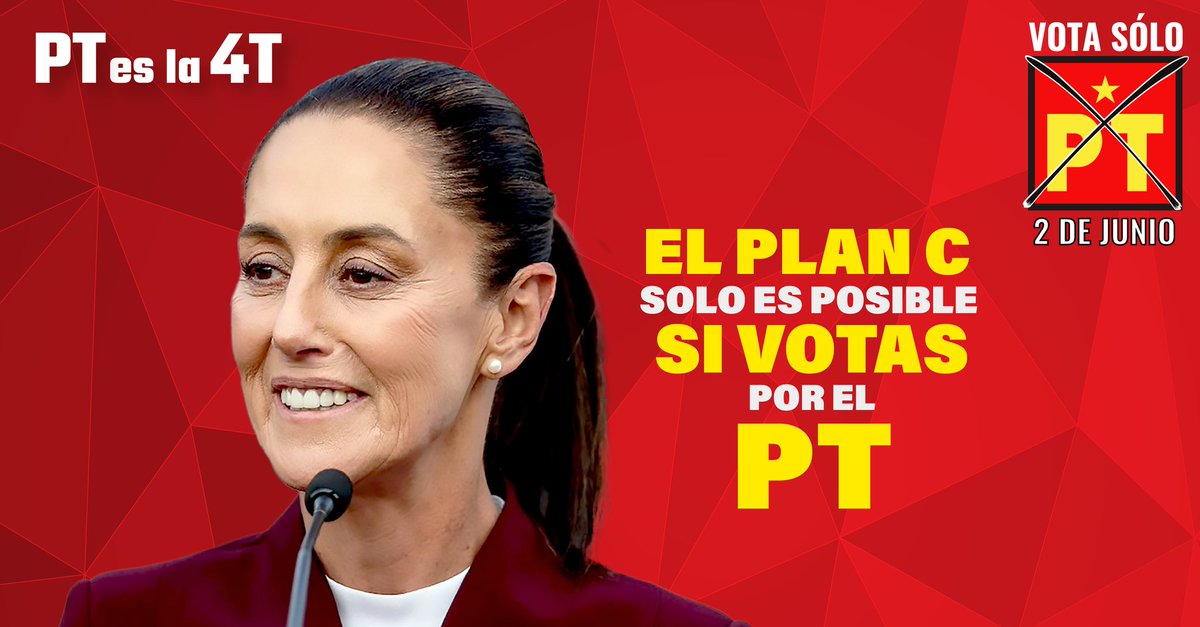 Este 2 de junio, vota por las candidatas y candidatos del PT y hagamos realidad el Plan C en nuestra nación. 

#PTesla4T #VotaTodoPT