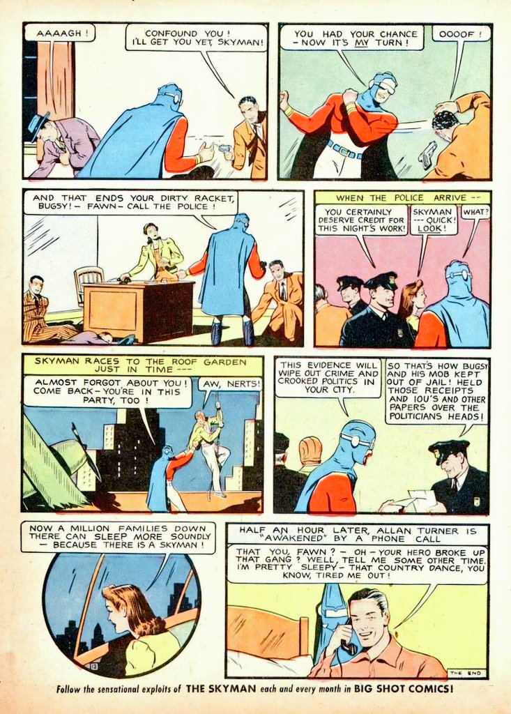 'Skyman' (finale) script: Gardner Fox (as Paul Dean), art: Ogden Whitney from Skyman#1 (1941 Columbia Comics).