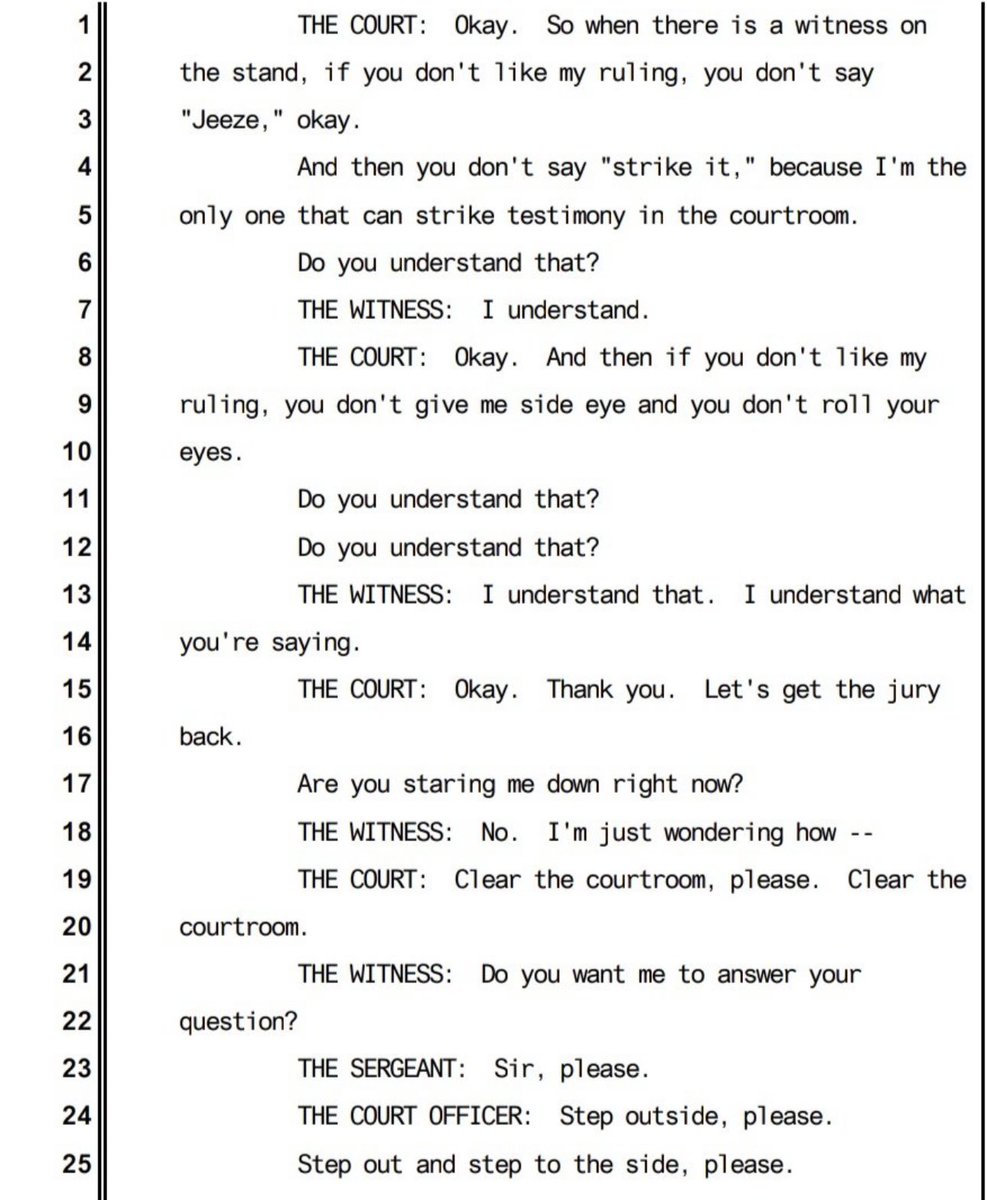 AnnaBower's tweet photo. Here’s *that* exchange between Justice Merchan and Robert Costello earlier today:
JUSTICE MERCHAN to ROBERT COSTELLO: “Are you staring me down right now?…I’m putting you on notice that your conduct is contemptuous…” https://t.co/lNyfgRDxI5