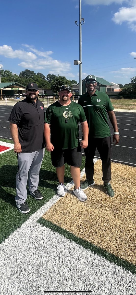 Thank you to @CoachNickGrimes of Arkansas State and @CoachFin_ of Colorado State for coming to check out the Mineral Springs Hornets practice today!