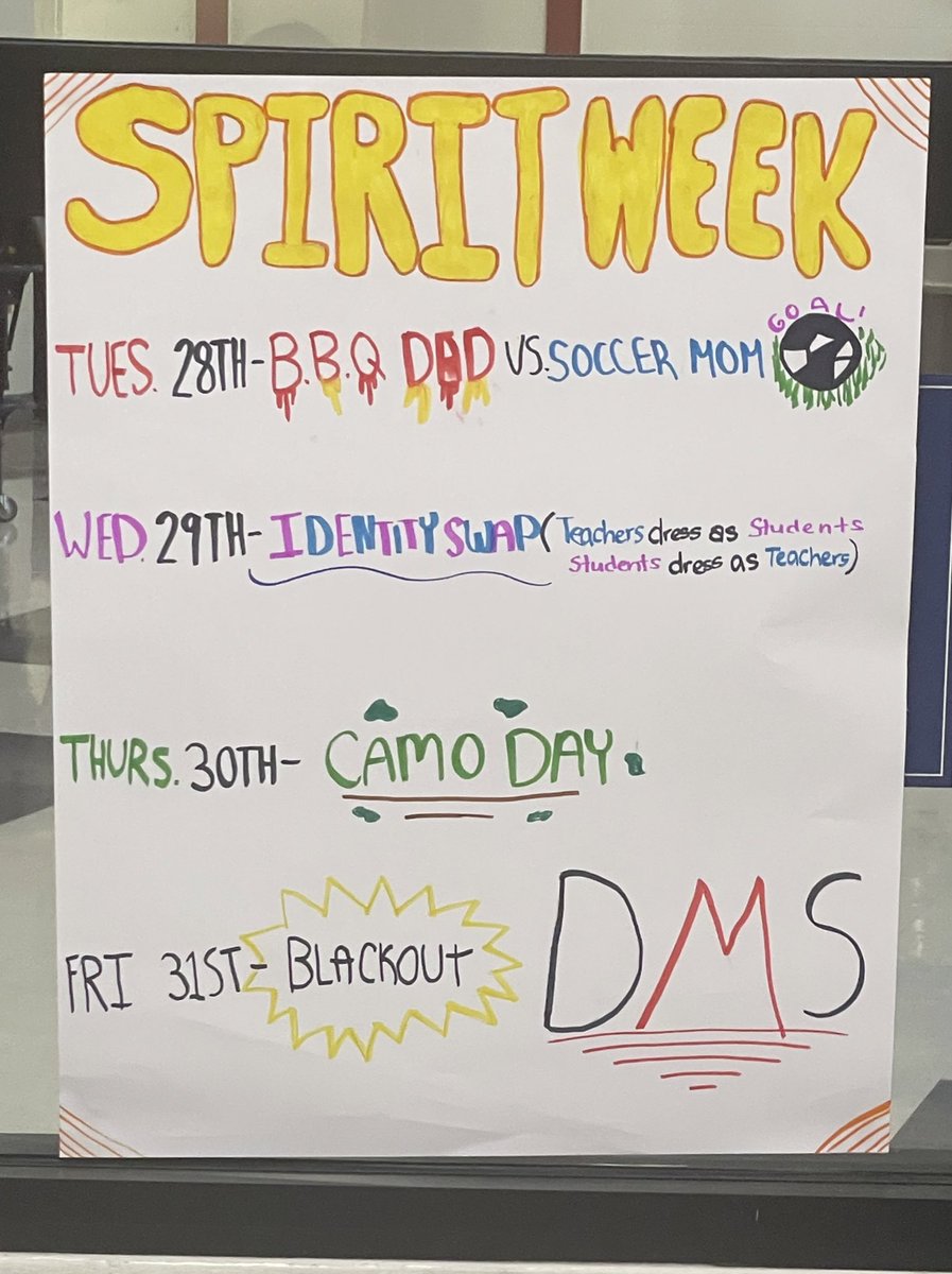 Student Council Spirit Week is coming next week! #WeAreDMS