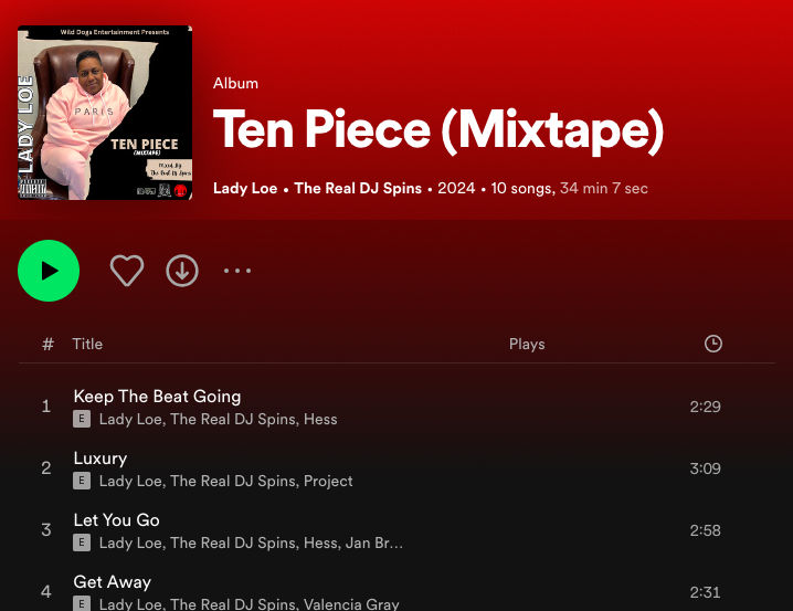 Stream 'Ten Piece' [Mixtape] By @LadyLoeTheUnit On @Spotify, Mixtape Is Mixed By @TheRealDjSpins And Powered & Distributed By @WildDogsEnt. Click The Link Below To Stream #hiphop #Newmusic #Spotify #indiemusic #Mixtape Stream Here: li.sten.to/xbxdqugn/spoti…