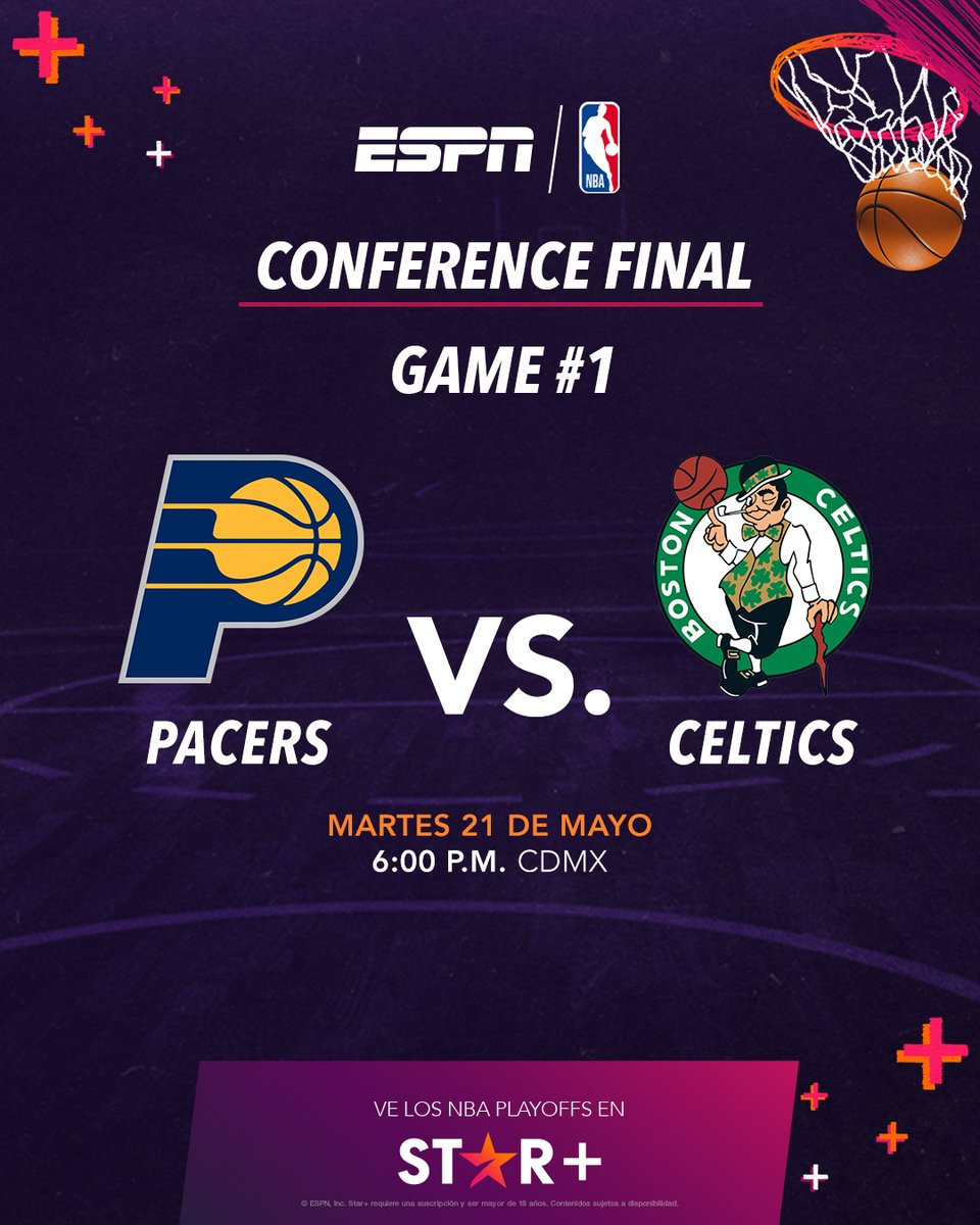 🏀 SE VIENE LA FINAL DE LA CONFERENCIA DEL ESTE 🏀

🔥 Los Pacers regresan después de 10 años 

💥 Los Celtics jugarán su tercer final del Este de manera consecutiva 

👀 ¿Quién avanzará a las Finales? 

🙌🏻 Disfruta del juego 1 por la pantalla de ESPN 

#NBAxESPN