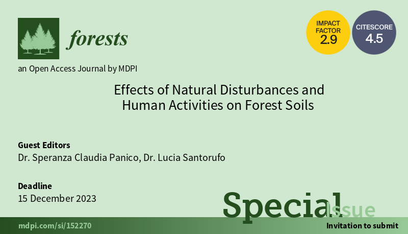 💐 #Forests Congratulations to Dr. Speranza Claudia Panico and Dr. Lucia Santorufo. The Special Issue 'Effects of Natural Disturbances and #Human Activities on #Forest #Soils' has published 5 articles. What a great success! 🔖mdpi.com/journal/forest… #contamination #recovery