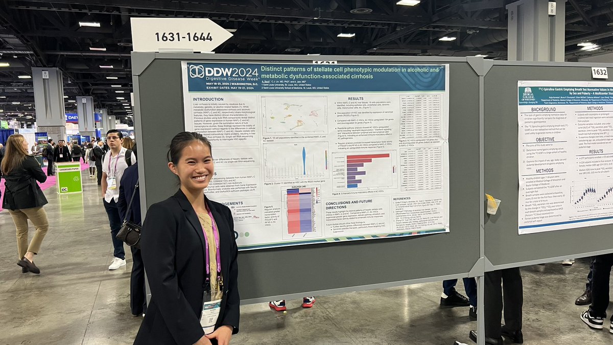 Jain Lab (@jain_labgroup) on Twitter photo Fantastic presentation by Alison from our lab on ‘Distinct patterns of stellate cell phenotypic modulation in metabolic dysfunction associated cirrhosis’. <a href="/DDWMeeting/">Digestive Disease Week</a> Fantastic presentation by Alison from our lab on ‘Distinct patterns of stellate cell phenotypic modulation in metabolic dysfunction associated cirrhosis’. <a href="/DDWMeeting/">Digestive Disease Week</a>