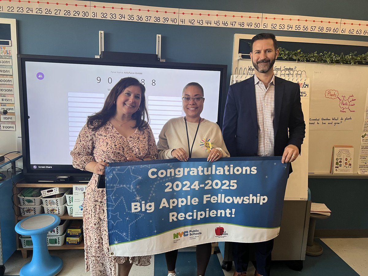 20_doe's tweet photo. A wonderful afternoon celebrating the dedication and work of Big Apple Winner Stephanie Atkins 20k939 with Dr. Pretto and the district Big Apple Team, Principal Mousouroulis #bigapplefellowship @pretto_david @DOEChancellor @ruxdanika @DanWeisbergNYC @Russ_Lieberman https://t.co/gi78mcOyud